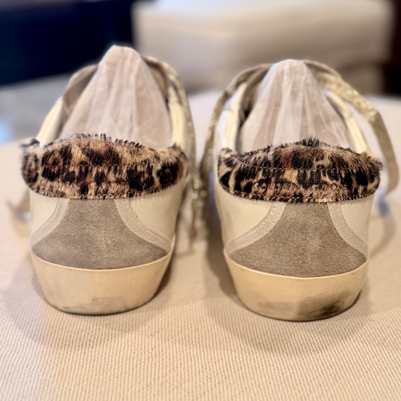 GOLDEN GOOSE | Super-Star with Leopard Print Calf Hair Heel + Burnt Orange Star - Picture 7 of 14
